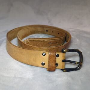 Dickies Tan Leather Work Belt - Men's Size 42, Workwear, Worn Patina
